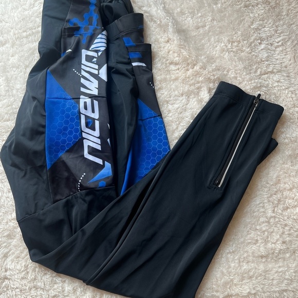 Women Nicewin Padded Bike Leggings Blue Black 3 pockets Easy Dry Spandex Size M - Picture 2 of 9